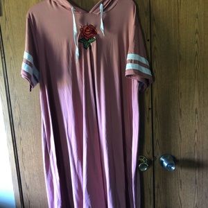 Short blush hooded sports dress